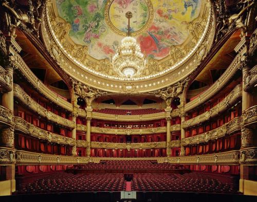 Interior of the Palais Garnier, a 2,200 seat opera house in Paris, France. Designed by Charles Garni