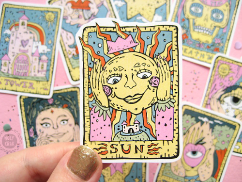 il-biografo:My new TAROT Sticker set9 hand-cut stickers with original illustrations.Buy it HERE or c