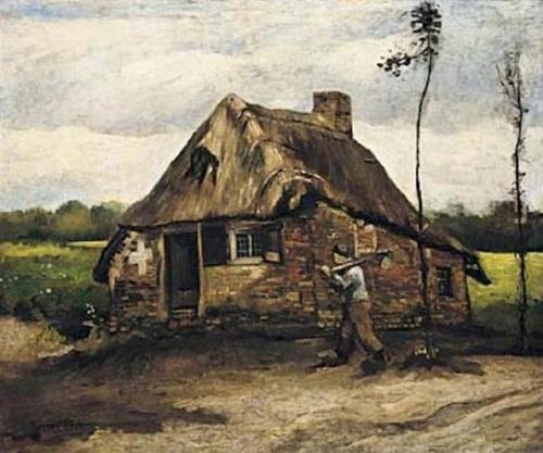 vincentvangogh-art: Cottage with Peasant Coming Home 1885Vincent van Gogh
