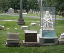 sixpenceee:  The haunted statue of Graceland Cemetery, Chicago; Both the monument and the area around Inez Clarke’s resting place is said to be haunted. Strange sounds are heard nearby and some claim the statue of Inez actually moves under its own power.