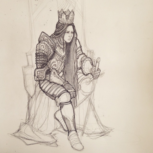 caitlynkurilich: Some work-in-progress/process shots of the womanking I’m drawing for the 1,00