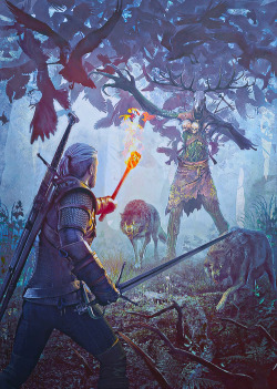 vallaslin:  Geralt facing the Leshen [x]