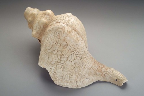 theancientwayoflife:~ Conch shell trumpet.Culture: Aztec or MixtecPeriod: Late Postclassic periodDat