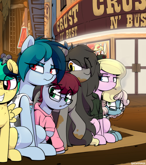 deltaveesjunkyard: Group pic with a few characters from the Space Ponyos universe, from blog updates, fics and other arts I originally made this to answer the most asked question, “Are the fics canon?”: the fics are as canon as the IDW comics are