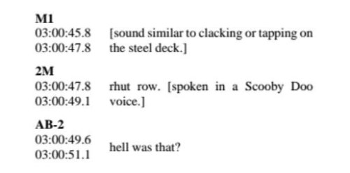 concisely-confused:beesmygod:found in an FBI report/transcript of an on-board recording of the s.s. 