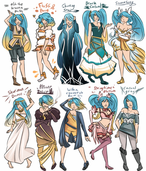 asksonabuvelle:  Finally finished the entire set of Sona clothes for now. (Including the previous post sets) And here’s a compilation of all the outfits that i’ve done so far.