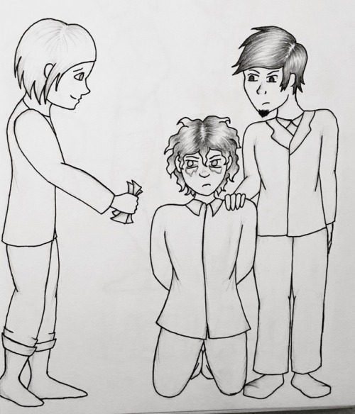 A scene from Twelfth Night &ndash; Orsino (right) apprehends Antonio (center), while Viola/Cesar
