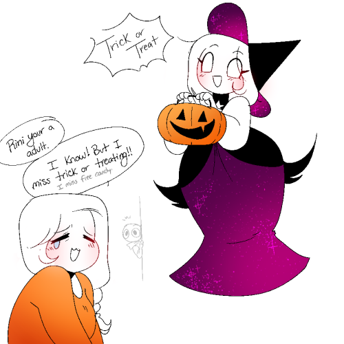 Some YBF Halloween!! Featuring Witch!Rini c: !! Spooky month BOO!! Peter is a vampire uwu !! 