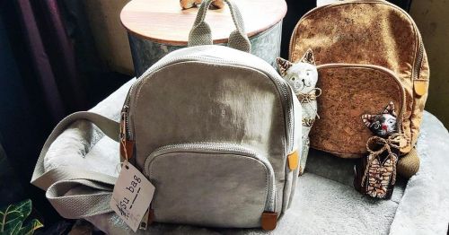 Vegan bags Sustainable fashion - eco mini backpacks made with recycled paper and cork - water resist