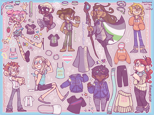 for pride month i drew a bunch of my trans ocs!! &amp; got a bit carried away w designing their 