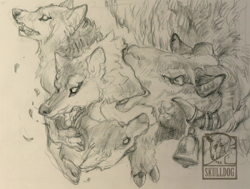 skulldog: Call Your Wolves.  Sketch that went a little overboard, and now wants to be fully digital.  Follow on Twitter for more art  | Explore the Shop | Commissions