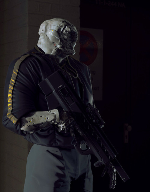 rhubarbes:   ArtStation - Gangsta Mech - City Streets , by Alex Figini More robots here. 
