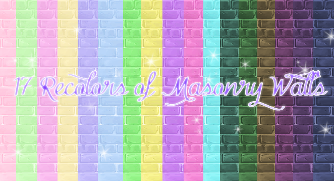 17 Recolors of Masonry Walls• Before download the file, read the terms of use.
• How to install: extract the files and copy the *.package file and paste in
Electronic Arts\The Sims 4\Mods.
• Wait 5 sec and skip the ad.
• Made with Sims 4...