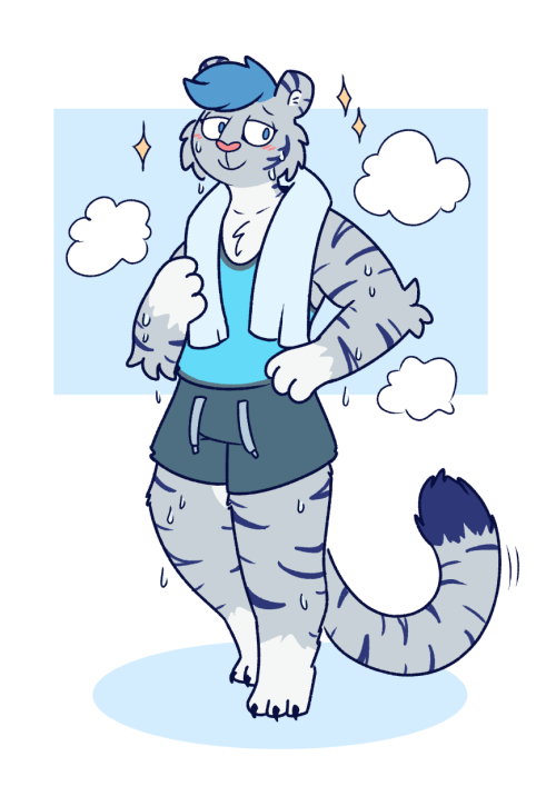 cat-boots: sweaty gym cryptid! [commission for arilor1 on twitter]