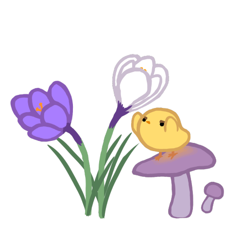 PEEP AMONG CROCUSES ON A TOADSTOOLRequested by @cephalopodqueen!