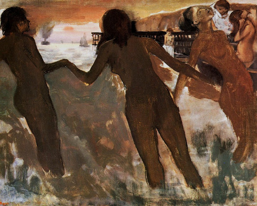 bofransson:  Peasant Girls Bathing in the Sea at Dusk Edgar Degas - circa 1875