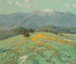 Thunderstruck9:Granville Redmond (American, 1871-1935), Snow Capp Spring, 1927. Oil