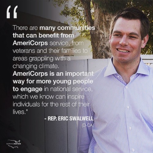 Thank you for your support of #AmeriCorps &amp; #SeniorCorps, @repswalwell! #Stand4Service via I