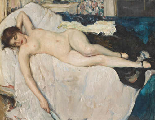 art-mirrors-art:  Fernand Toussaint - Reclining Nude with a Mirror (1936)