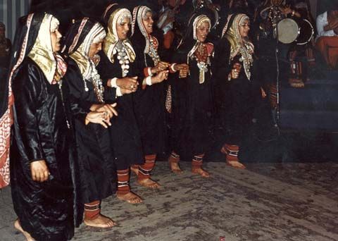 Jewish dancers in Israel from (left to right) southeastern Yemen, central Yemen, northern Yemen, Mor