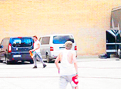 kryptoniall-deactivated20150613:  Niall playing ball in the Barcelona venue. x 