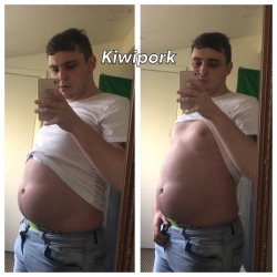 keepembloated: kiwipork:  Just your daily belly shots  Bigger by the day. 