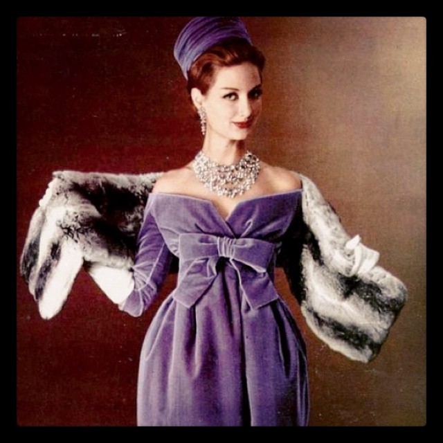 Diamonds in the Library — 1958 #YSL Christian Dior: Model in exquisite...