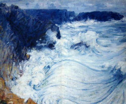 The sea, waves,rocks and weather at Belle Ile in Russell&rsquo;s paintings:ImpressionismForte mer à 