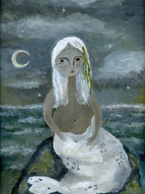 thepocket-mouse: Selkie of the Sea Going Home Acrylic on wood panel