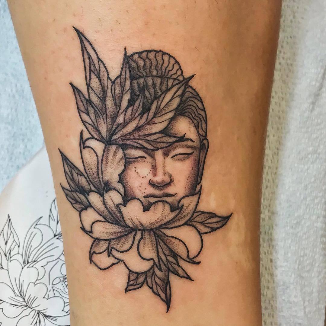 Rising Dragon Tattoos NYC — Buddha and chrysanthemum flower tattoo by Chris  ✨...