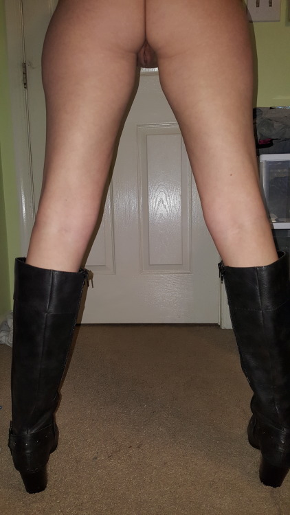 share-your-pussy: My wife is showing off her new boots. What do you guys think? See more of her @ ww