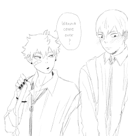 ohmilk:  idk some kagehina doodles from delinquent au… i was using them to warmup and got a teeny bit carried awayfinally shouyou shows a teeny bit of emotion!! hehe, are you falling for a cute kageyama, punk?? 