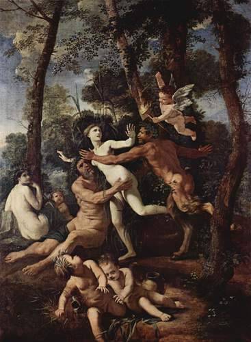 artist-poussin: Pan and Syrinx, 1638, Nicolas PoussinMedium: oil,canvas