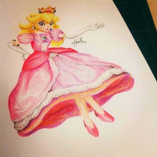 wolfiboi:  Princess Peach! #pencilcrayons #art #drawing #peach #princess #princesspeach