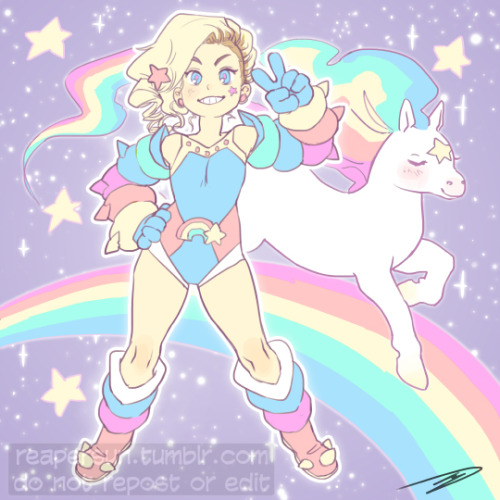 I wanted to draw fight-game Rainbow Brite and her vain piece of shit horse Starlite for awhile; she was my hero when I was little :3