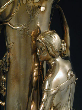 cgmfindings:Art Nouveau Silver plate on pewter vase Germany 1906