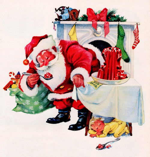 Jell-O Santa Claus - detail from 1956 ad.