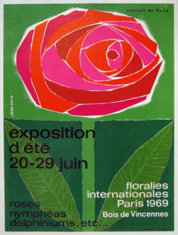 design-is-fine:  Jean Colin, poster illustration for flower exhibitions, Rose and Dahlia, 1969. Paris. Via Chisholm Gallery 