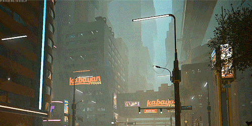 Night City On A Rainy Day. 