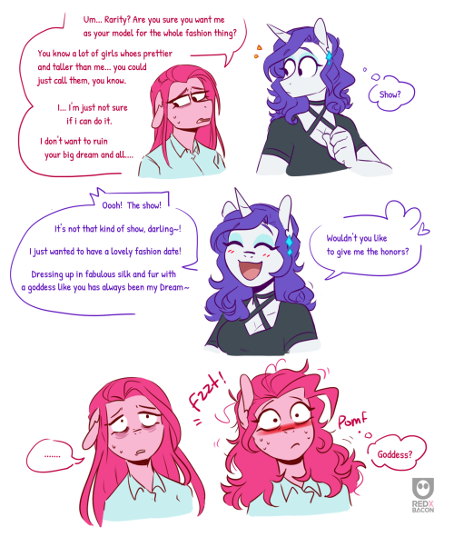 red-x-bacon:  Sounds like a fun date!Featured : Pinkie Pie / RarityTwitter | Patreon | Stream