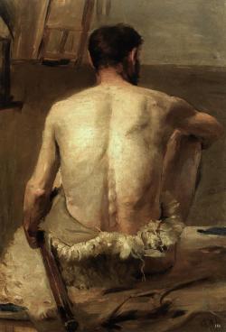 Hadrian6:  Seated Male Nude. 1894-1900. Alexander Alexandrovich Murashko. Russian