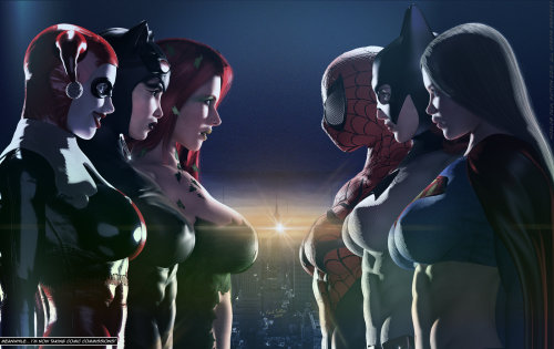 geekearth: demonsee:   The Trinity Squads, Villainesses vs. Superheroines by DevilishlyCreative