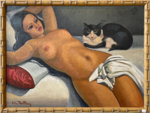 youcannottakeitwithyou:  Gill-Julien Matthey (French, 1889-1956). Nu au chat (ca. 1935).