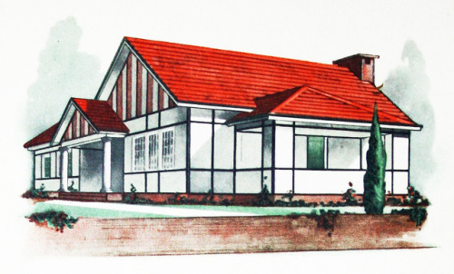 vintagehomeplans:Australia, 1938: Home Design #213A bungalow with front, rear, and entrance porches 