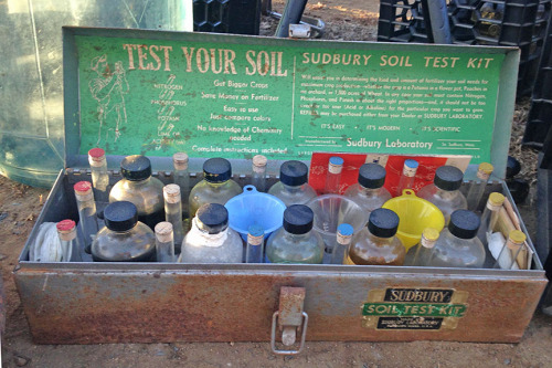 hqcreations:I love exploring flea markets!  Look at what I found this time: a soil test kit that can
