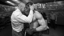johnny-and-the-gats: Sunday, March 29 – 9:04 p.m.: Moments after cashing in his Money in the Bank contract to capture the WWE World Heavyweight Title, Seth Rollins is congratulated by Triple H.