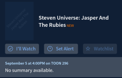 artemispanthar:  It looks like there’s going to be a rerun marathon called “Jasper and the Rubies” on Monday, September 5th   I’m sensing confusion, so I’ll reiterate: this is a rerun block. Its already aired episodes themed around Jasper and/or