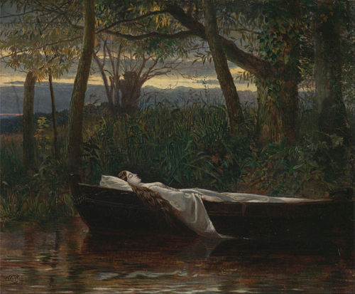 Walter Crane - The Lady of Shalott 1862 / oil on canvas / 24.1 cm × 29.2 cm / Yale Center for 