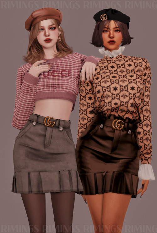 [RIMINGS] Gucci Casual Outfit Set - TOP 2 / BOTTOM 2- NEW MESH- ALL LODS- NORMAL MAP- 20 / 24 / 16 /