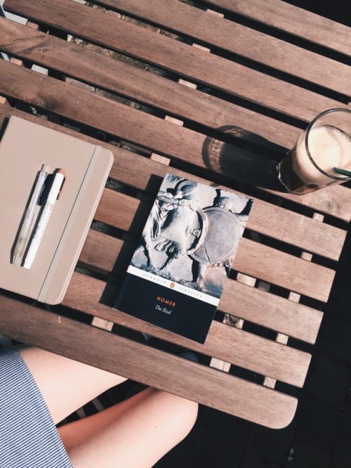 ellenstudies:07.06.18just me, Homer and an iced coffee chilling in the sun.